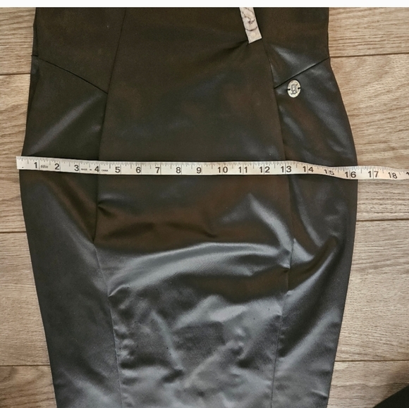 John Galliano Vintage Black Pencil Fitted satin sleevless V-neck Cocktail Dress - Picture 5 of 16